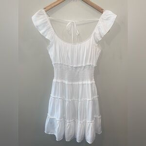 Altar’d State Milk Maid Fit White Dress Size Medium Cinched Waist Tie Back